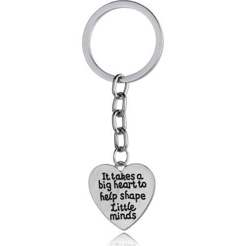 12PC It Takes A Big Heart To Help Shape Little Minds Keyring Heart Charm Pendant Keychain Thank You Teacher Teachers Day Gifts
