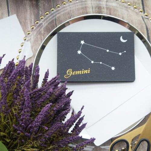 12pcs gold zodiac fold Card Gemini style with envelope as greeting card wedding birthday party invitation DIY Decor gift card