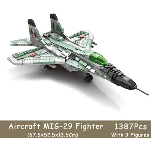1387Pcs Military Plane High-Tech Air Fighter Aviation Aircraft MIG-29 Fighter Fulcrum Model Building Blocks Bricks Kids Toy Gift