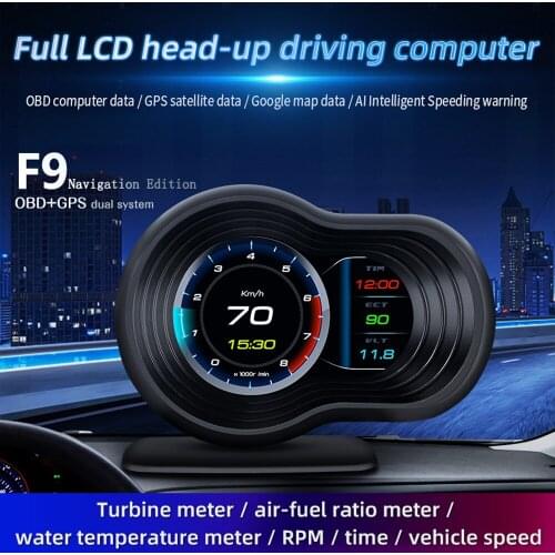 2020 F9 OBD2 GPS car HUD gauge navigation Head Up Display Digital Speedometer Projector Turbo Oil Temp car computer