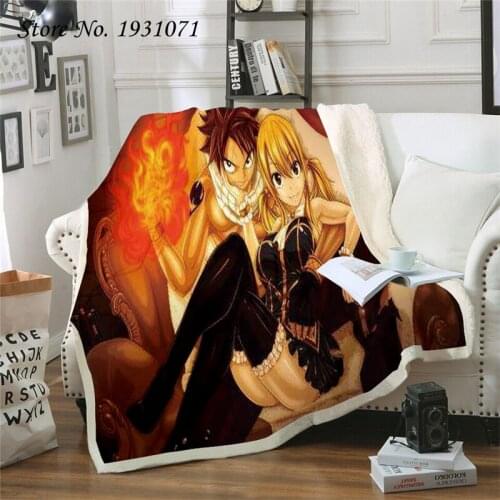 Anime Fairy Tail 3D Blanket for Beds Hiking Picnic Thick Quilt Fashionable Bedspread Fleece Throw Blanket Adults Kids 03