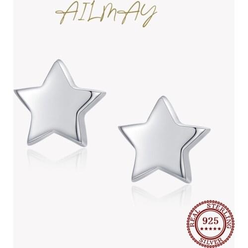 Ailmay High Quality Fashion 925 Sterling Silver Classic Stars Earrings For Women Girls Party Accessories Jewelry