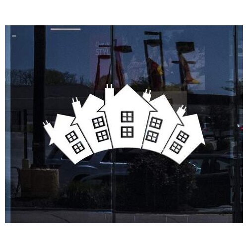 A Neat Community House Window Vinyl Decal Realtor Real Estate Agencies Houses Building Rainproof Mural GA455