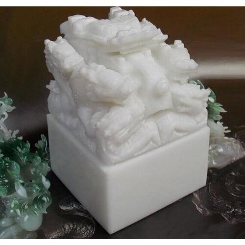 White Jade Kowloon Jade seals Dragon treasures sucking treasures Dragon ornaments gifts factory direct sales