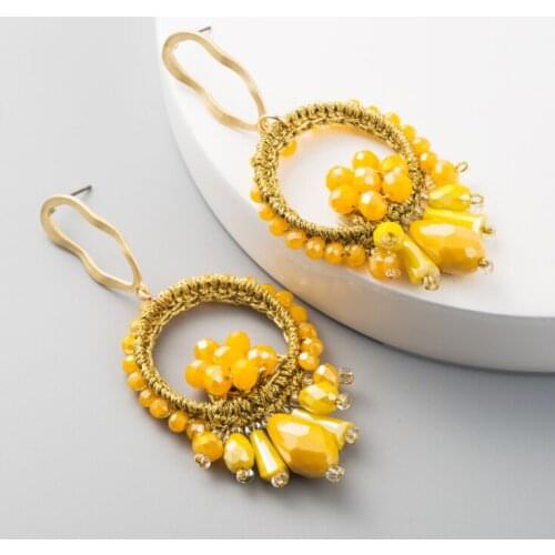 Free Shipping HER032 50Pairs/lot Woven Alloy Earring W Resin Beads& Crystal Ear Nail Fashion Women Wearing Jewelry Wholesales