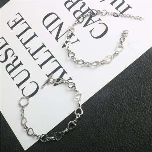 Hip Hop Love Hollow Stitching Titanium Steel Bracelet Fashion Mens and Womens Stainless Steel Bracelets
