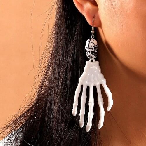 2PCS Halloween Cosplay Accessories Skull Palm Earrings Ghost Hand Earrings Alt Emo Dark For Haloween Party DIY Decoration Gifts