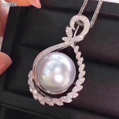 D404 Pearl Pendant Fine Jewelry 925 Sterling Silver Natural Round 11-12mm Fresh Water White Pearls Pendants Necklaces