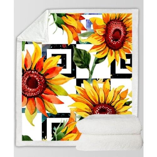 3D Digital Printing Sunflower Series Double Thicken Blanket Sofa Cover Blanket Square Plush Blanket 130*150 Cm 150*200 Cm