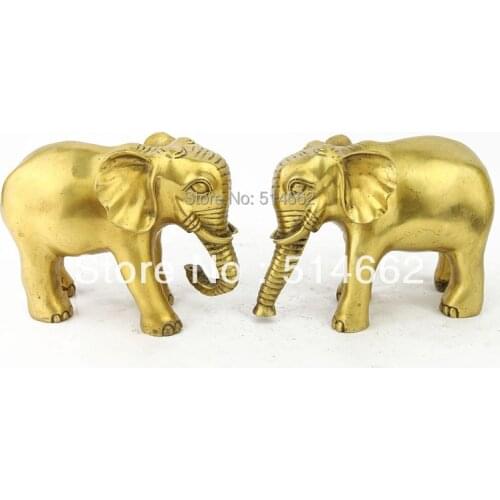 FengShui Brass PAIR Water Elephant Figurines