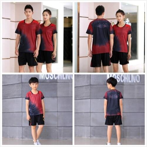 Women Men Red Wolf Eye Tennis T Shirts , boys badminton shirt, Jersey badminton kids , Child Black tennis Shorts , banbinton Set