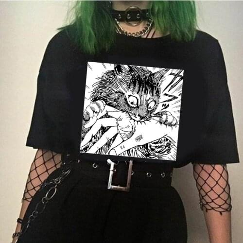 Junji Ito Horror Anime Unisex T-Shirt Japanese Mens Tshirt Short Sleeve Anime Printed Tee Shirt Tops