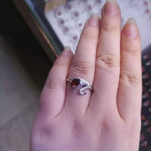 Natural Garnet Ring Women Silver Charming Red Gemstone Swan Designer Jewelry Bijoux Femme Anillos Mujer Ringen tiānrán shíliú sh