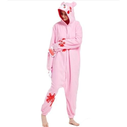 Red Gloomy Bear Onesies Unisex Winter Unicorn Animal Cartoon Onesies Women Men Nightwear Anime Cosplay Costumes Adults Sleepwear