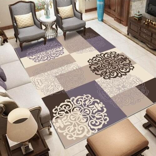 European and American Style Printed Carpets for Home Living Room Bedroom Bedside Anti-slip Rug Parlor Decor Rectangle Large Rugs