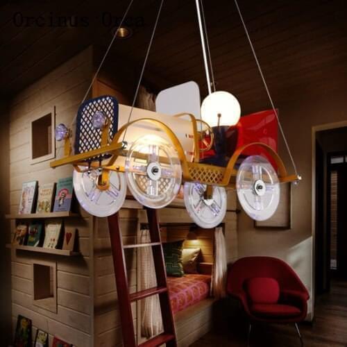 Creative Cartoon Car Chandelier Boys'Bedroom Childrens Room Bedroom Lamp Modern Decorative Colored Old Car Chandelier