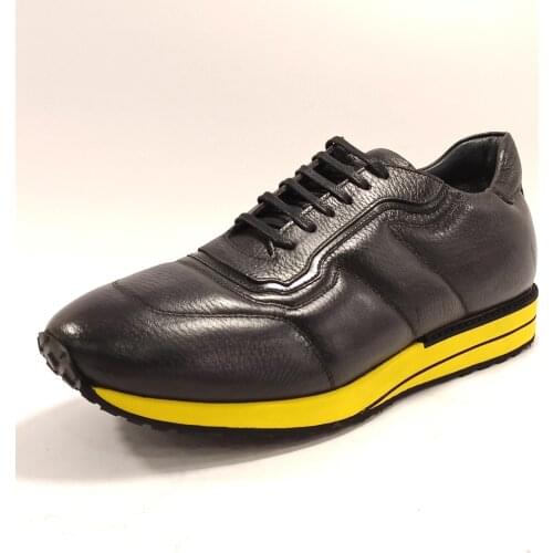 Men Navy Blue Casual Vulcanized Sneakers Genuine Leather Sport Business Loafers Breathable Lace Up Comfortable Shoes Non-Slip