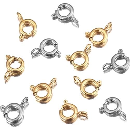 10pcs Stainless Steel 5/6/8mm Gold Round Claw Spring Clasps Hooks for Bracelet Necklace Connectors DIY Jewelry Making Supplies