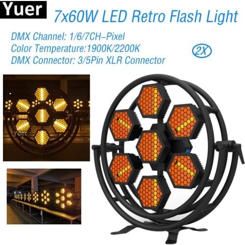 2Pcs/Lot 7x60W LED Retro Flash Light DMX512 Disco Nightclub Bar Stage Effect Light LED DJ Equipment Retro Light Music Projector