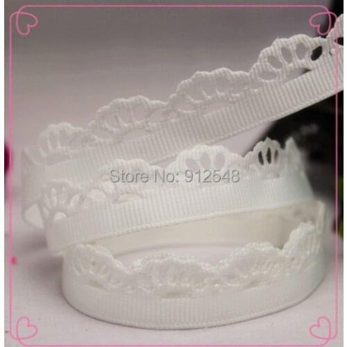 5/8'' (15mm) White Hollow Flowers Grosgrain Ribbon, 10yards DIY handmade materials,Clothing accessories,Gift Wrapping