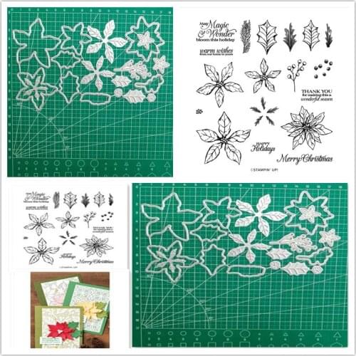 POINSETTIA Metal Cutting Dies and Stamps for Christmas Scrapbooking Craft Stencil DIY Album Template Model New Arrival 2021
