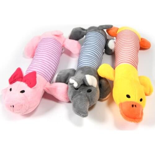 Cute Pet Dog Cat Plush Squeak Sound Dog Toys Funny Fleece Durability Chew Molar Toy Pets Elephant Duck Pig