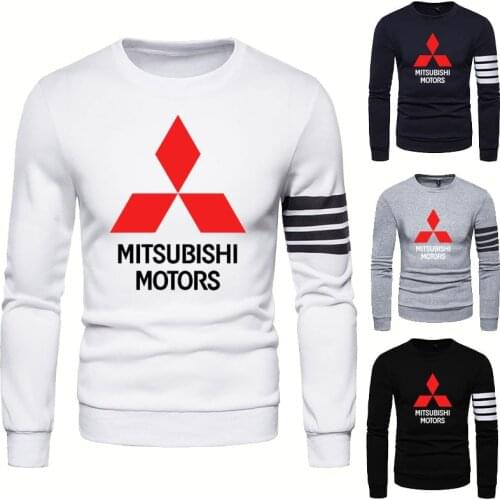 Spring Autumn Mens pullover Mitsubishi Car Logo Printing Fashion Casual Splicing Cotton Sweatshirt High Quality Mens hoodie