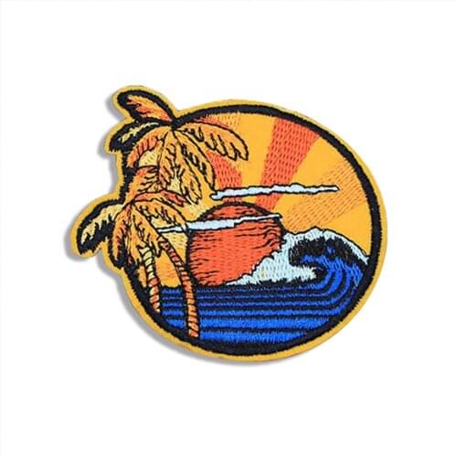 Surfers Dream Embroidered Iron On Patches Beach Surf Sunset Island Patches for Jackets Adventure Sewing DIY Free Shipping