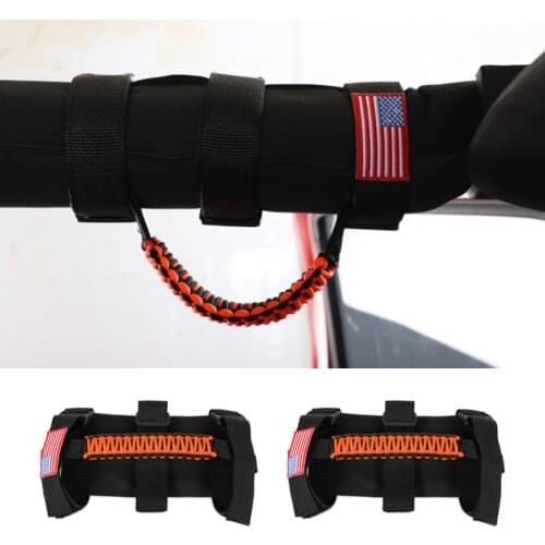 NHAUTP 2Pcs/set Car Accessories Roll Bar Grab Handles For Jeep Wrangler JK JL Weave Roof Grab Handle