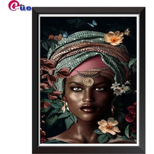 NEW 3d Round Diamond Embroidery Africa Flower Woman 5d Diy Full Sets Diamond Painting Mosaic Pictures Of Rhinestones Art