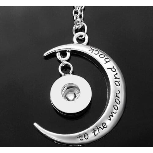 NEW DJ0037 Charm "to the moon and back " Moon Chain Necklace Snap necklace fit DIY 12MM snap buttons jewlery wholesale