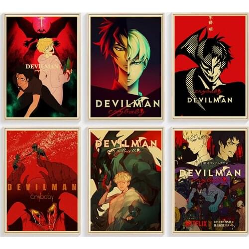 Anime Game Poster Devilman Crybaby Retro Posters Kraft Paper and Prints Home Room Bar Wall Decor Poster Art Painting