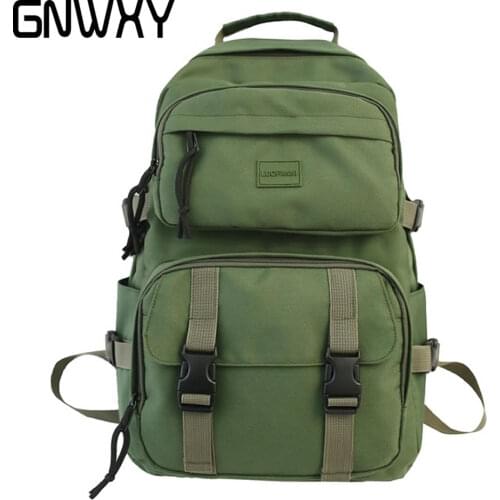 GNWXY Tooling Style Casual Backpacks Solid Color Large Capacity School Bags Multi-pockets Fashion Couple Backpack Dropshipping