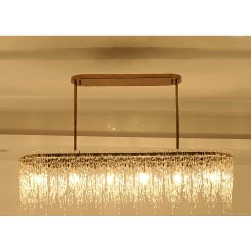 ZuuuVny Luxury Design Rectangular Chandelier LED Lamp AC110V 220V Modern Dining Room Living Room Hanging Lights