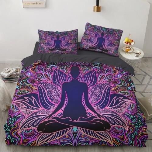 Luxury Buddha Elephant Bedding Sets Psychedelic Bohemia Mandala Duvet Cover Set with Pillowcase Queen King Size Bedclothes