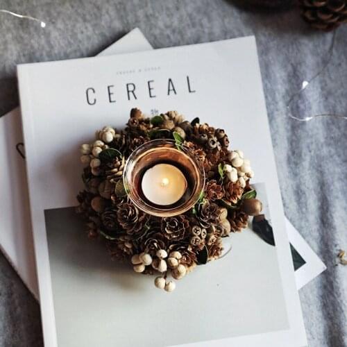 Christmas Pine Cones Decorations Candlestick Furnishing Articles Desktop Window Decoration Table Holders Dinner Centerpieces