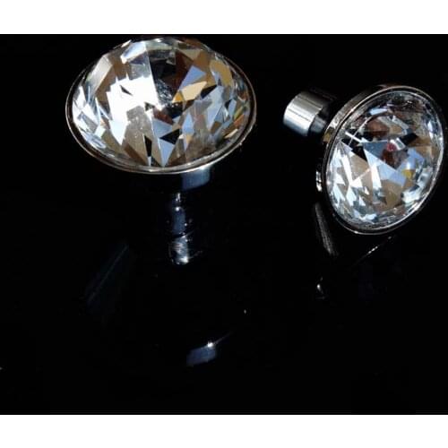 25mm 30mm modern fashion rhinestone drawer win cabinet knob pull silver chrome dresser cupboard door handle knob clear crystal