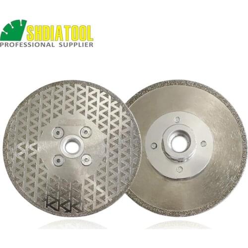 SHDIATOOL 2pcs 5"/125mm Single Sided Electroplated Diamond Cutting & Grinding Discs For Marble And Granite With M14 Flange Blade