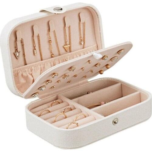 PU Girl Jewelry Box Organizer Travel Jewelry Storage Box Earring Necklace Ring Box Sundries Organizing Holder for Women