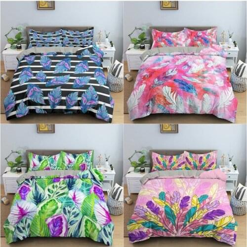 Tropical Rainforest Leaves Bedding Sets Colorful Duvet Cover Bed Linen Bedclothes Twin/Queen/King Size Bed Room For Kids Bedding