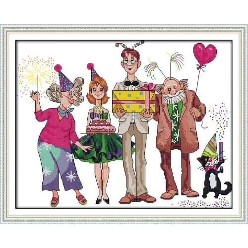 Birthday party cross stitch kits people cartoon Aida count 14ct 11ct printed embroidery DIY handmade needlework supply