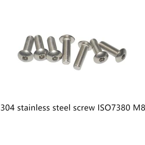 ISO7380 304 stainless steel pan head hex socket screw M8x12/16/20 round 1bag