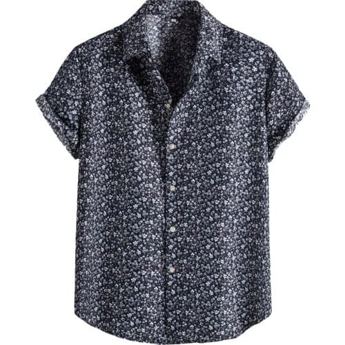 Vintage Clothes Mens Fashion Ethnic Short Sleeve Shirts Casual Printing Hawaiian Shirts Blouse T-shirt Camisas 2021 Dropshipping