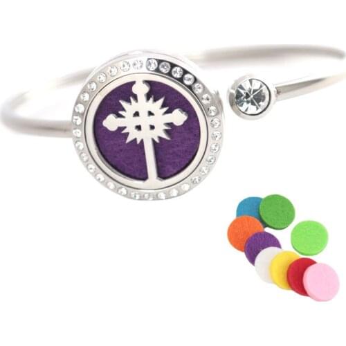 Vintage Cross Bracelet Bangle Aromatherapy 25mm Magnet Crystal Stainless steel essential oil diffuser locket bracelet