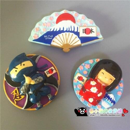 Japan Landscape Mount Fuji Cherry Blossom Fan Doll Fridge Magnets Sticker Home Decoration Fridge Accessories Travel Souvenir