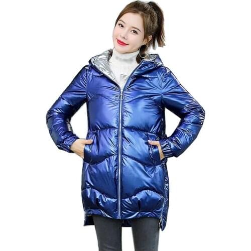 Women Winter Jacket Hooded 2021 New Bright Color Coats Cotton Padded Jacket Female Parka Thick Cotton Padded Winter Vest