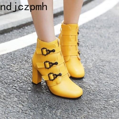 Womens Boots New Autumn And Winter fashion zipper High heel Ankle boots Womens shoes plus size 32-45 8.5cm high black White