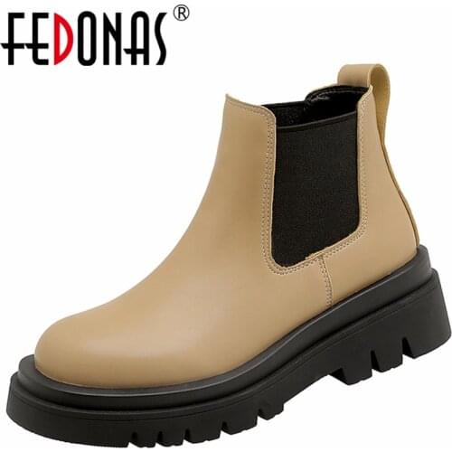 FEDONAS Classic Basic Women Ankle Boots Autumn Winter Round Toe Platforms Thick Heels Casual Working Concise Shoes Woman Newest
