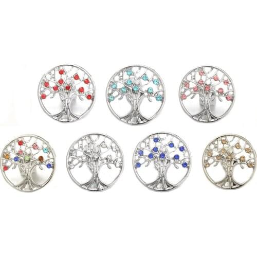 10pcs/lot New 18mm Snap Jewelry High Quality Crystal Tree of Life 18mm Snap Buttons Snap for Ginger Snap Bracelet Earrings
