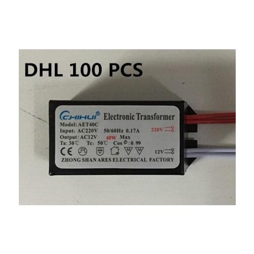 100pcs/lot AC 220V to 12V 40W LED Lighting Transformator Halogen Lamp Electronic Transformer LED Driver Power Supply